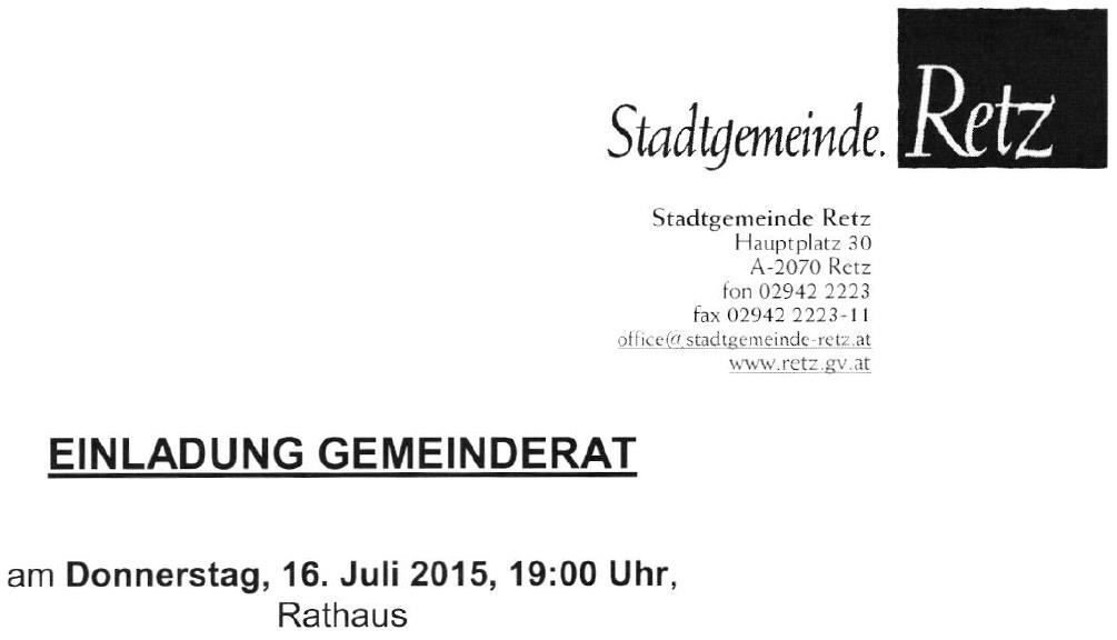 Zur Gemeinderatssitzung am Do. 16. Juli