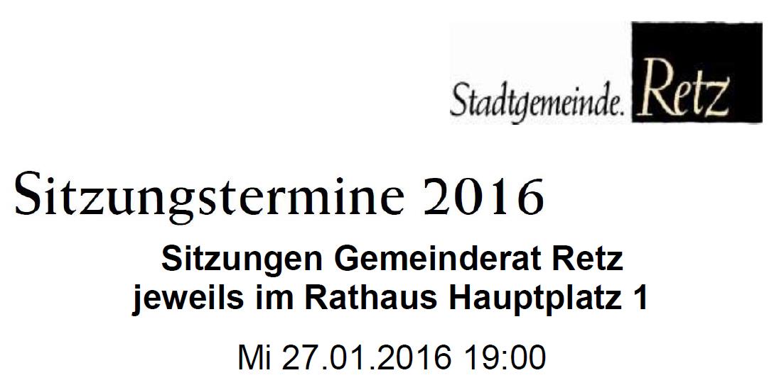 Sitzungstermine Gemeinderat Retz 2016