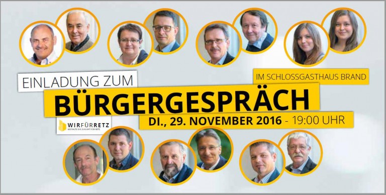Einladung zum 5. Bürgergespräch am Dienstag. 29. November 2016