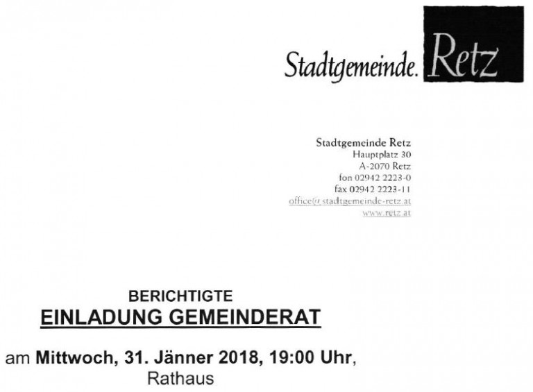 Die erste Sitzung des Gemeinderates im Jahr 2018