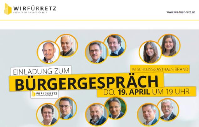 Bericht von den Bürgergesprächen von WIR für RETZ / April 2018