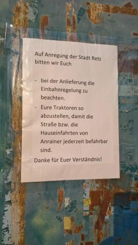 Bitte bei der Lese Rücksicht auf Anrainer und andere Verkehrsteilnehmer nehmen!