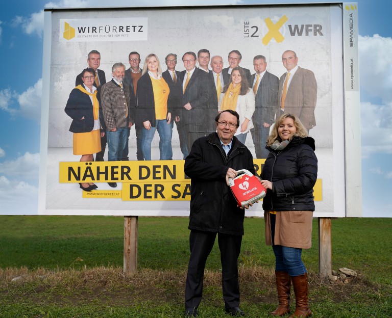WIR FÜR RETZ stellt Defi´s für KG´s in Retz zur Verfügung!
